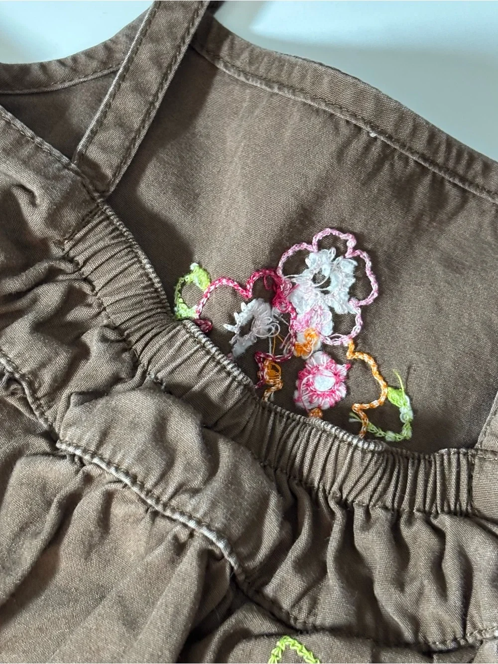 Vintage Gymboree Chocolate Pudding Tiered Sundress Floral Embroidered Boho Sz - Picture 6 of 9